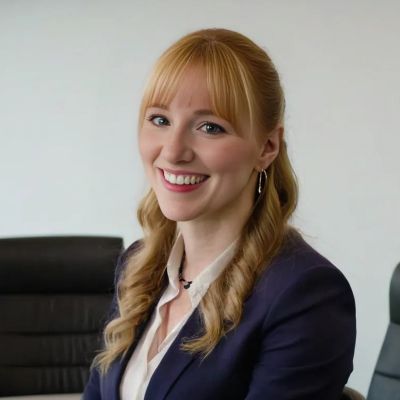 Frau im Business-Outfit lächelt in die Kamera.