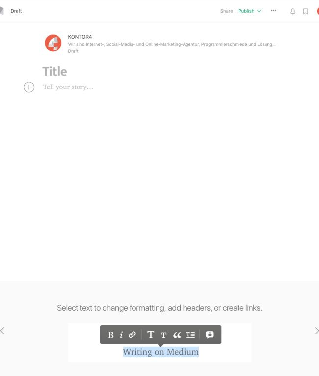 Write a Story auf medium.com