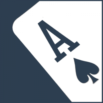 Spielkarte Ass Pik-Symbol auf blau-weißem Hintergrund