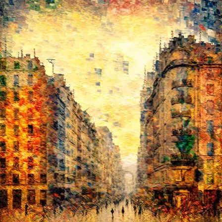 abstract city, art by Claude Monet