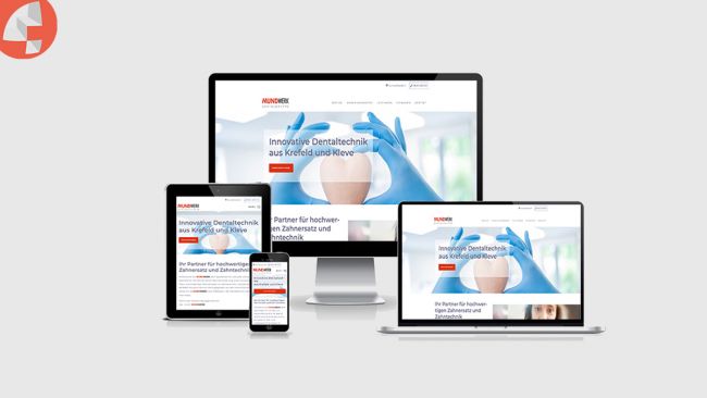 Responsive Webdesign für Dentallabor auf verschiedenen Geräten.