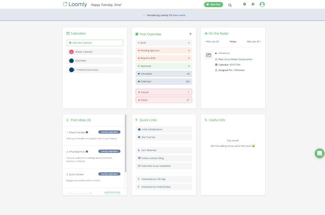 Loomly's Dashboard
