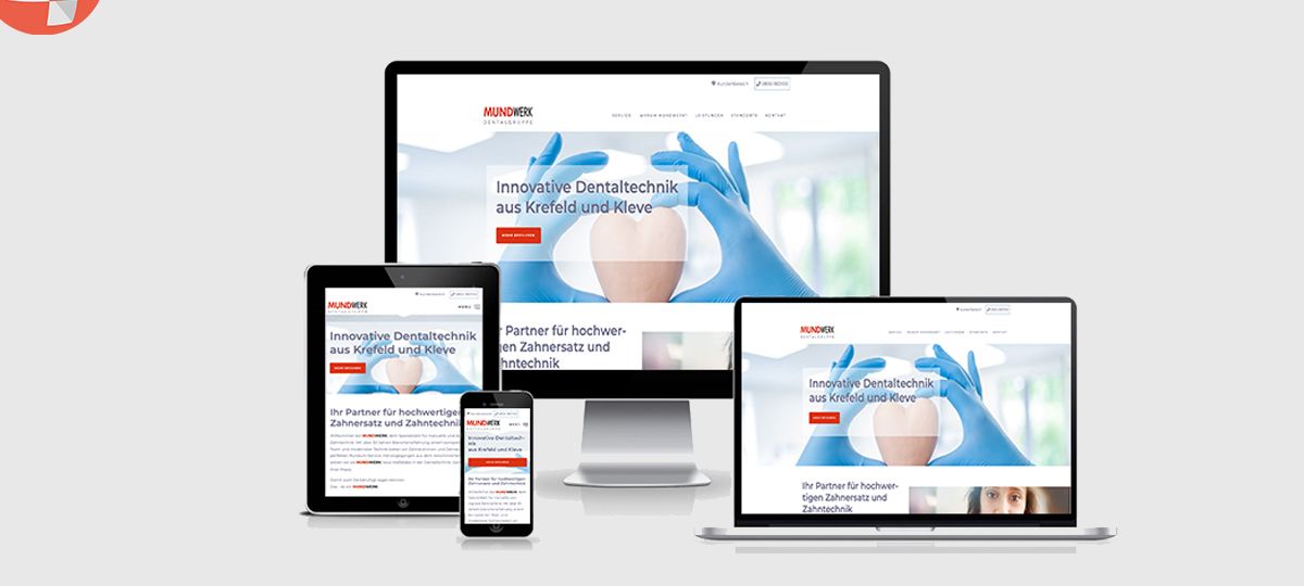 Responsive Webdesign für Dentallabor auf verschiedenen Geräten.