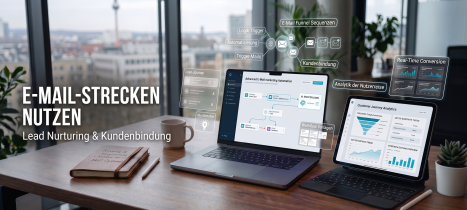 Man am Laptop mit einem E-Mail Symbol