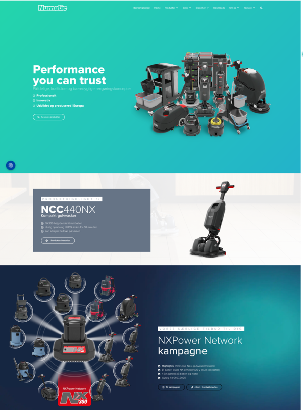 Auszug aus der Startseite von numatic.dk