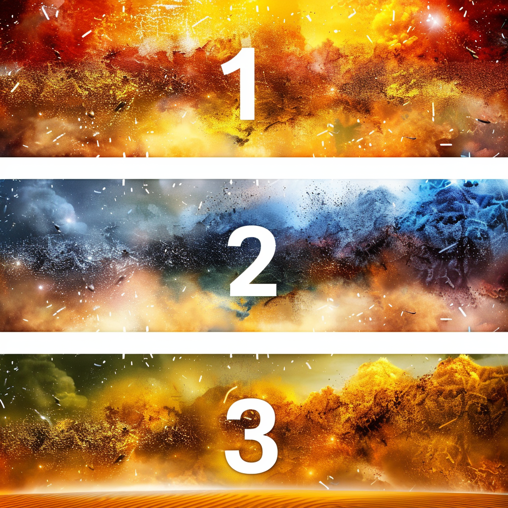 Bild mit 3 Abstufungen: oben 1, mittig 2 und unten 3