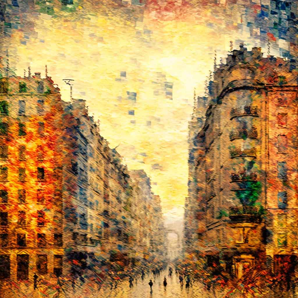 abstract city, art by Claude Monet