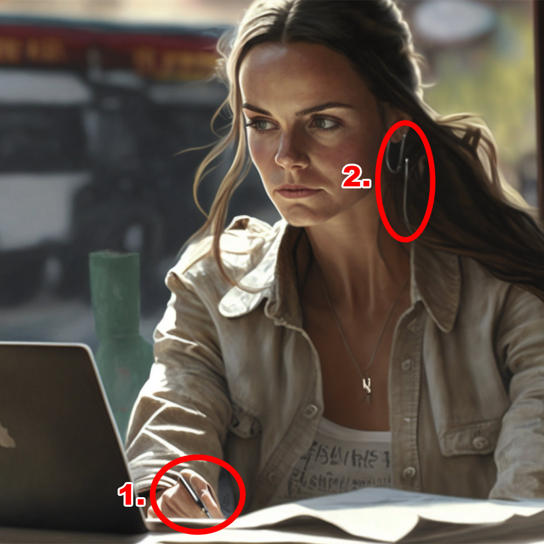 Frau konzentriert sich auf das Arbeiten am Laptop in einem Café.