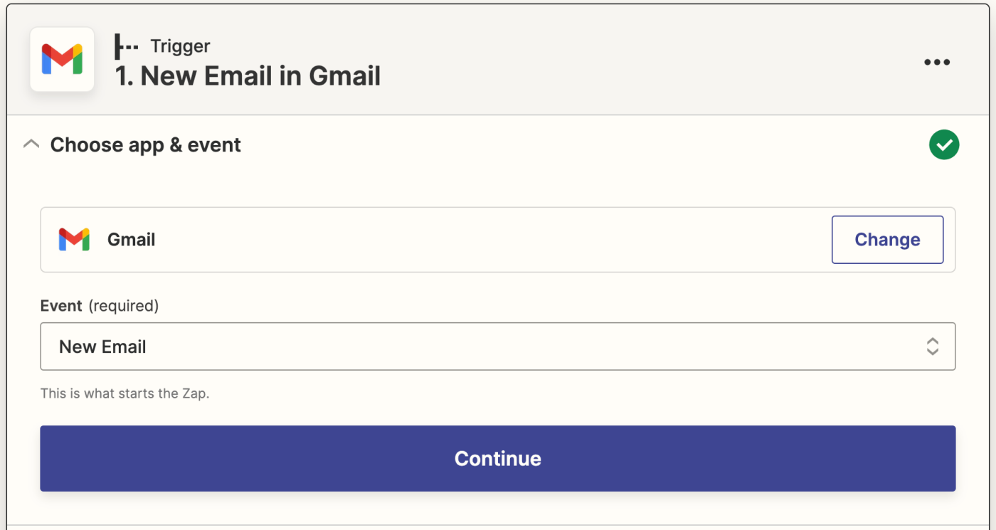Zapier-Schnittstelle für neues Gmail-Ereignis選